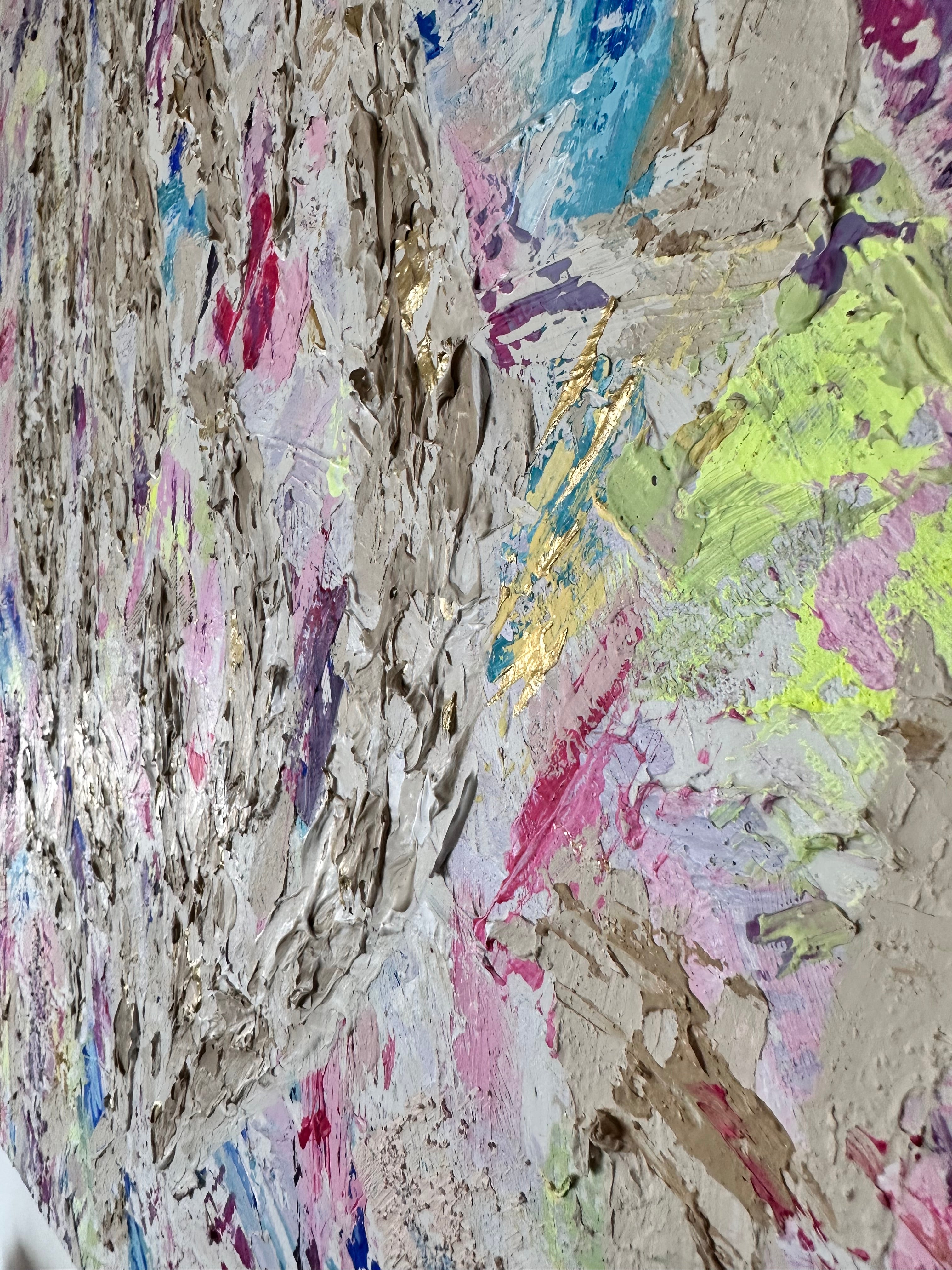 Detail of Masterpiece — Pastel Aesh Sheli showing layered brushstrokes and vibrant color textures, original Eli Studio painting