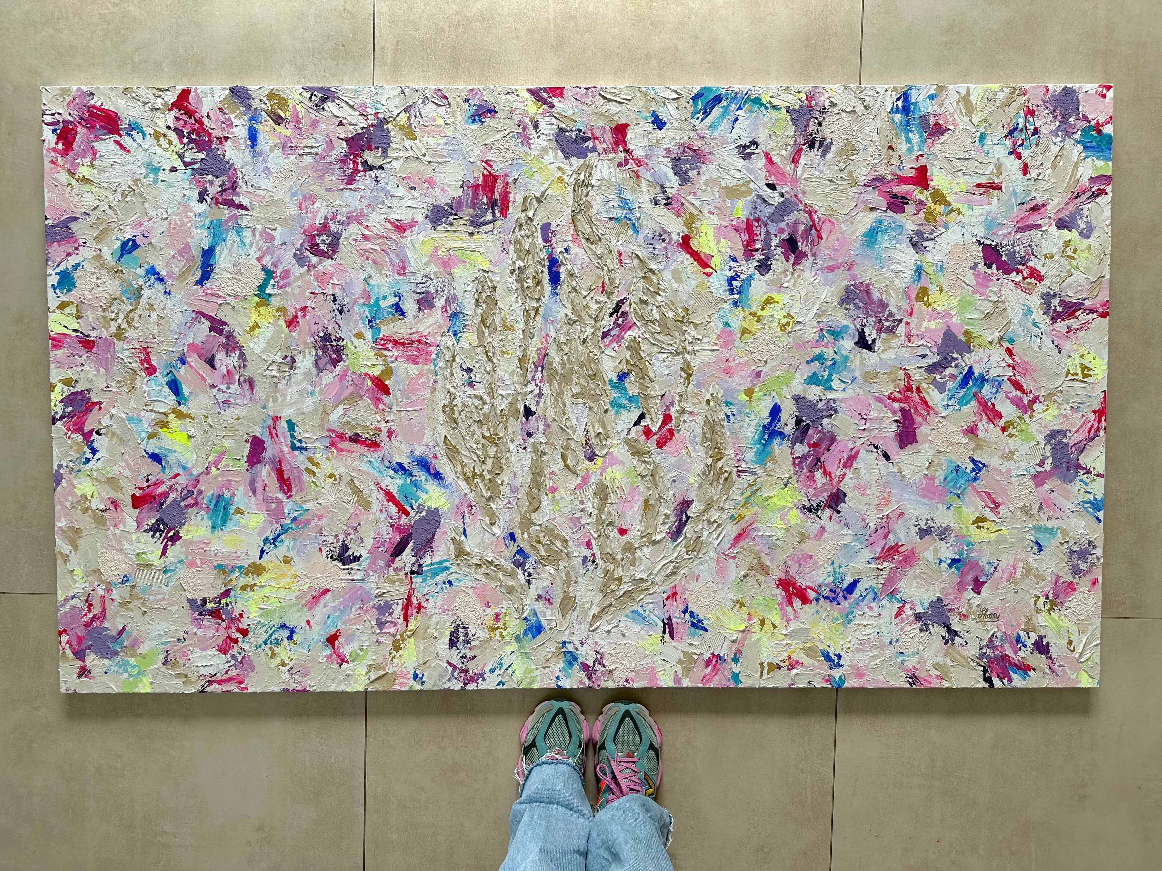 Masterpiece — Pastel Aesh Sheli, large-scale original hand-painted artwork by Eli Studio, one-of-a-kind canvas with rich textures and colors