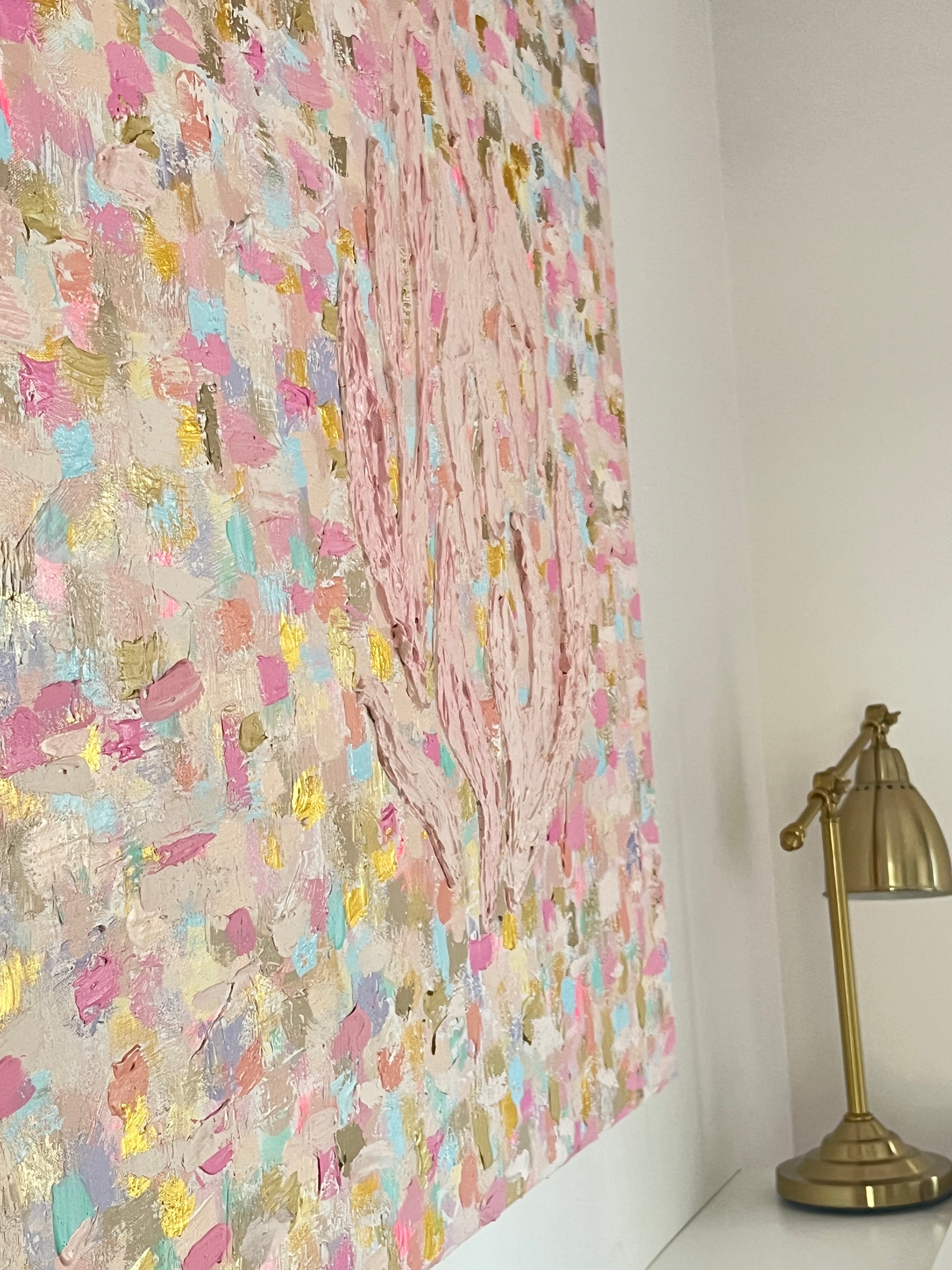 Masterpiece — Pink & Gold, large-scale original hand-painted artwork by Eli Studio, one-of-a-kind canvas with rich textures and colors