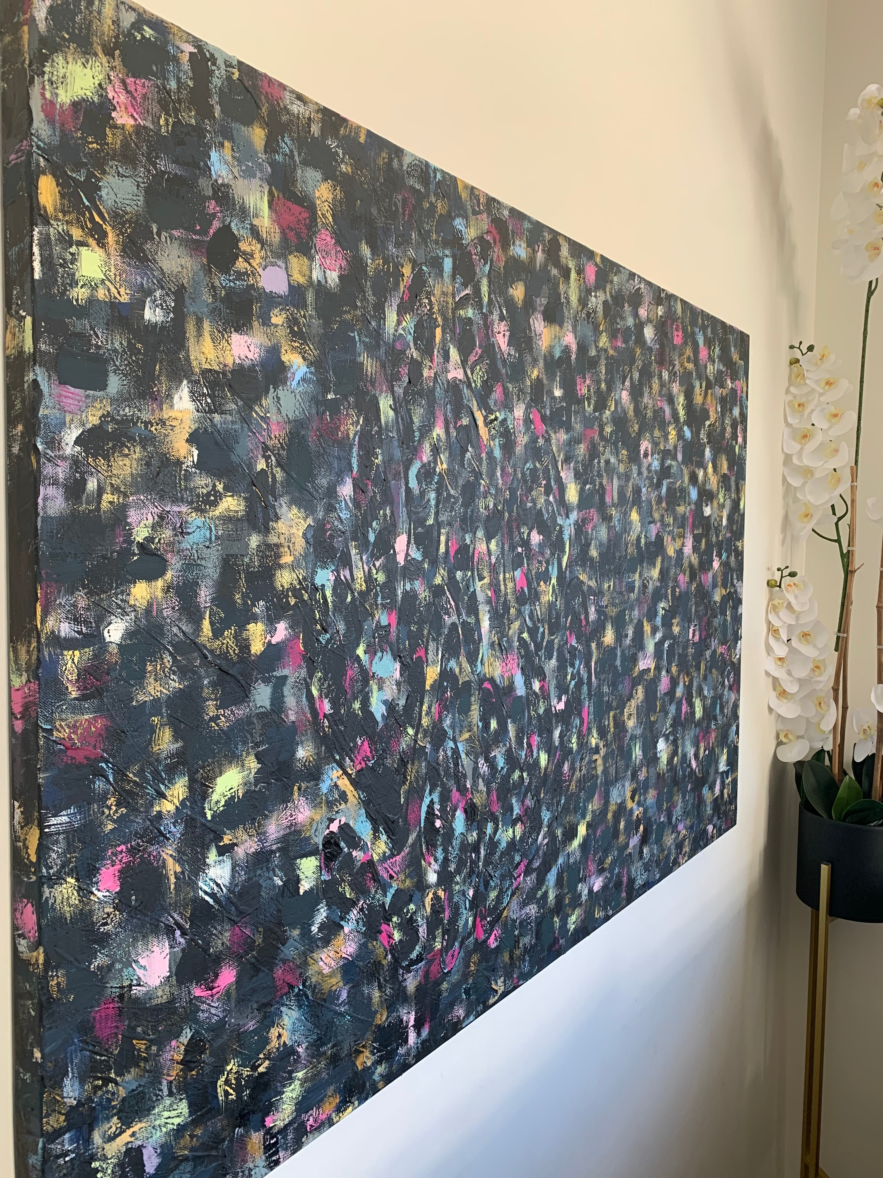 Masterpiece — Midnight Confetti, large-scale original hand-painted artwork by Eli Studio, one-of-a-kind canvas with rich textures and colors