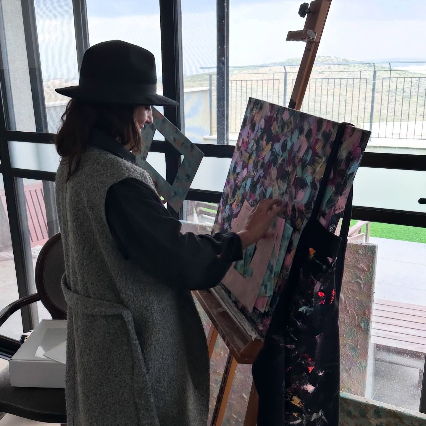 Hand-painted Birkat HaBayit modern Judaica wall art